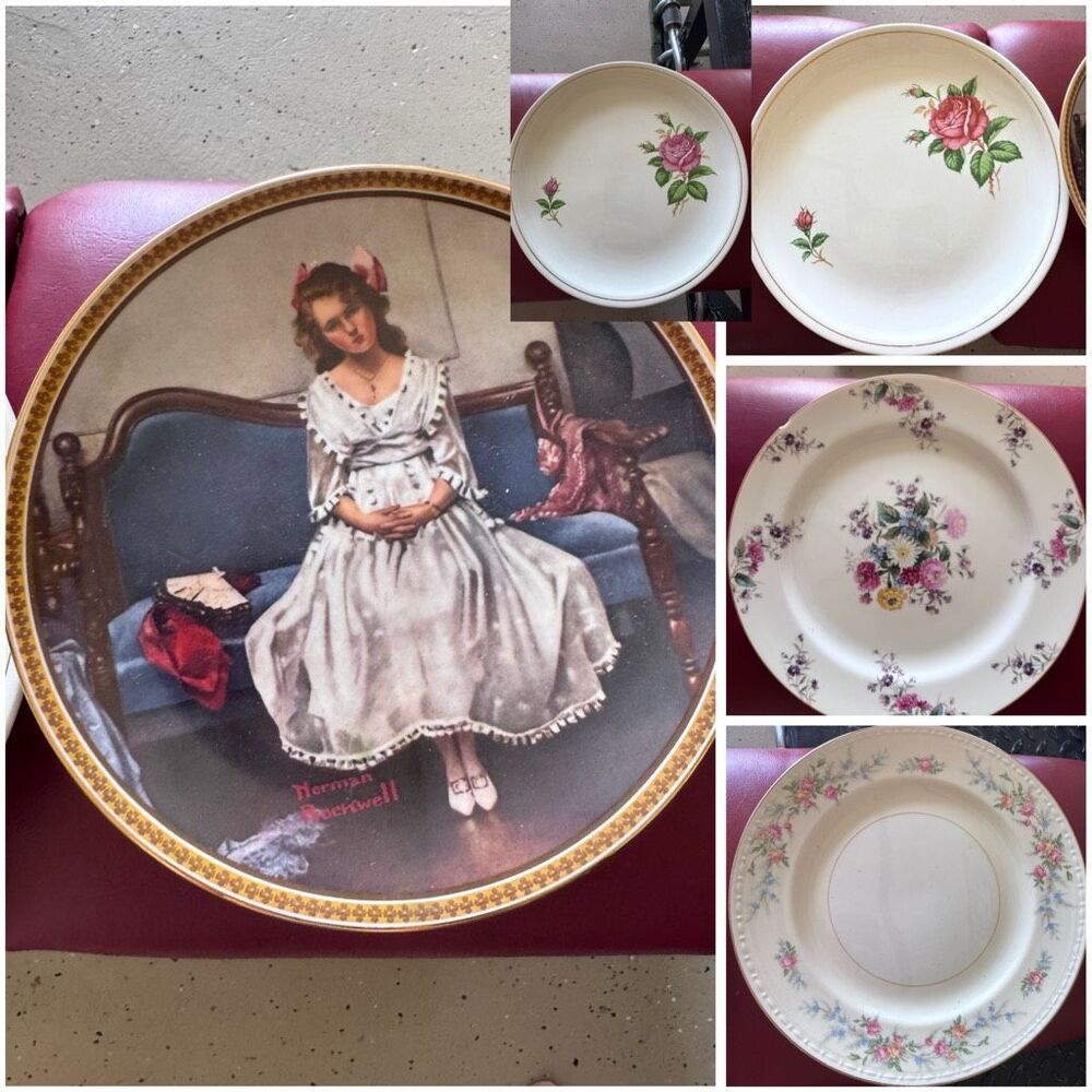 Vintage tea party dinner plate Norman Rockwell hobby diy craft shower hang wall